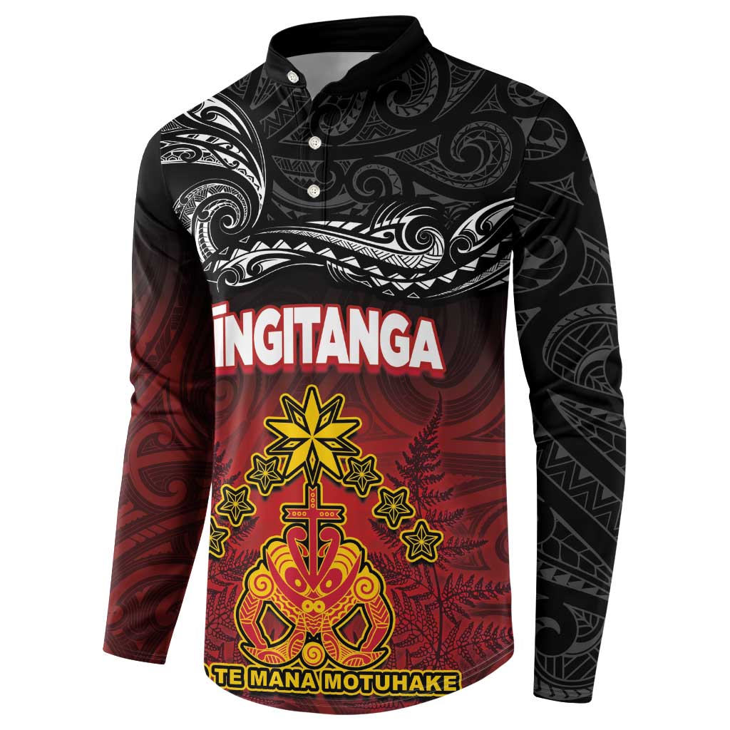Personalised Maori King Movement Button Sweatshirt Ko Te Mana Motuhake Emblem with Silver Ferns and Polynesian Art Tattoo LT03 - Polynesian Pride