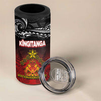 Personalised Maori King Movement 4 in 1 Can Cooler Tumbler Ko Te Mana Motuhake Emblem with Silver Ferns and Polynesian Art Tattoo LT03 - Polynesian Pride