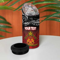 Personalised Maori King Movement 4 in 1 Can Cooler Tumbler Ko Te Mana Motuhake Emblem with Silver Ferns and Polynesian Art Tattoo LT03 - Polynesian Pride