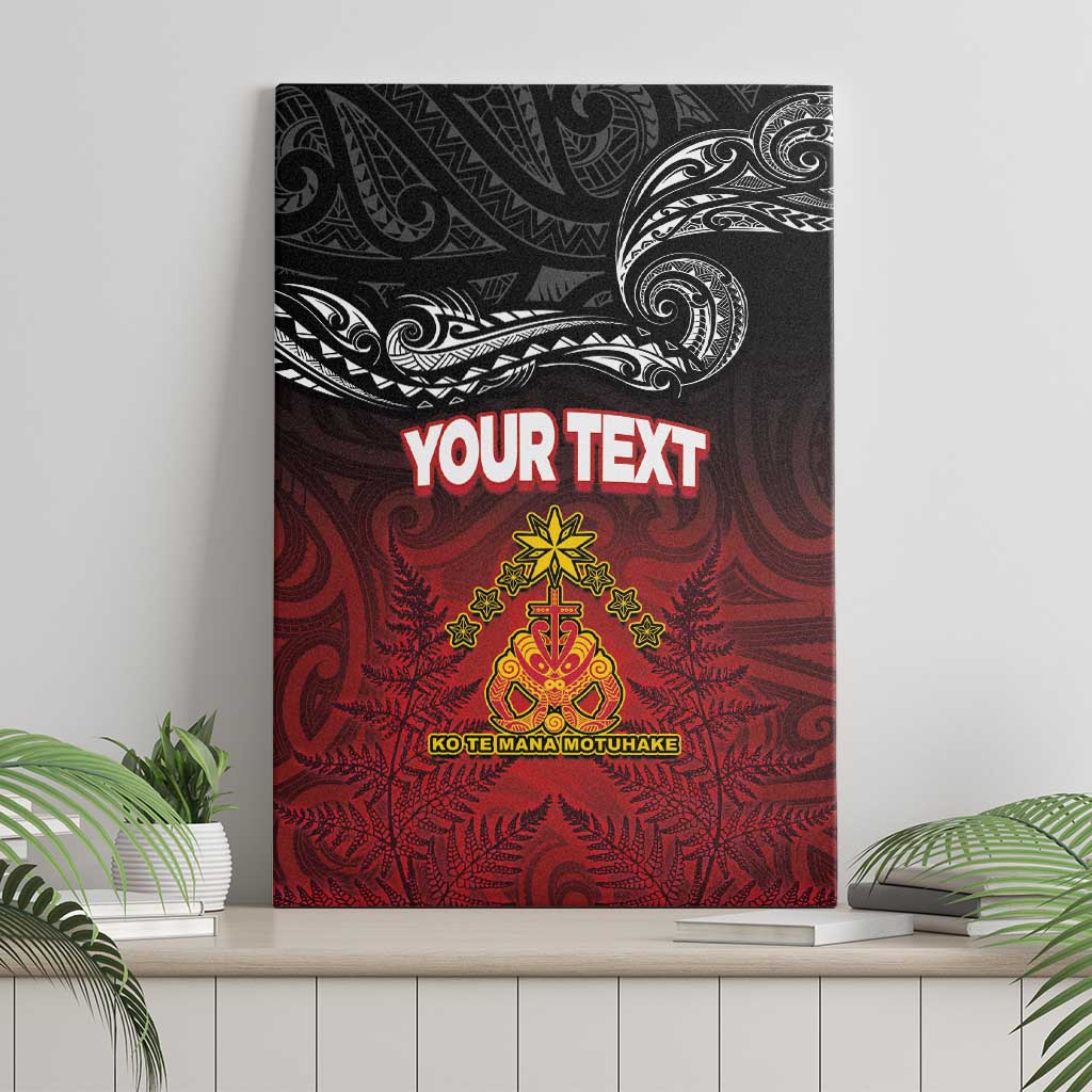 Personalised Maori King Movement Canvas Wall Art Ko Te Mana Motuhake Emblem with Silver Ferns and Polynesian Art Tattoo LT03 - Polynesian Pride