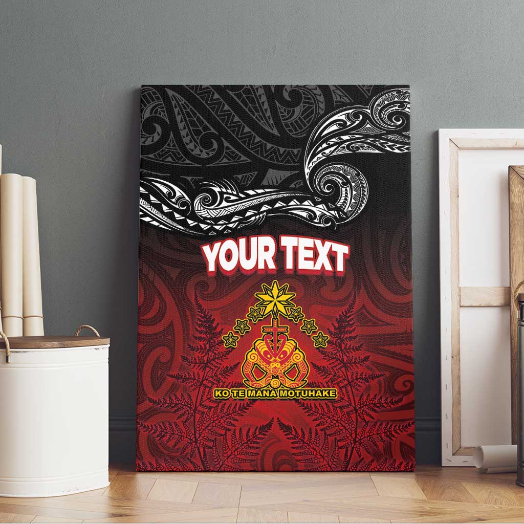 Personalised Maori King Movement Canvas Wall Art Ko Te Mana Motuhake Emblem with Silver Ferns and Polynesian Art Tattoo LT03 - Polynesian Pride