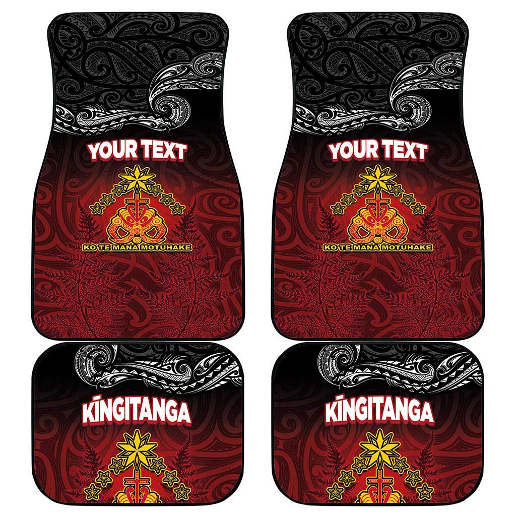 Personalised Maori King Movement Car Mats Ko Te Mana Motuhake Emblem with Silver Ferns and Polynesian Art Tattoo LT03 - Polynesian Pride