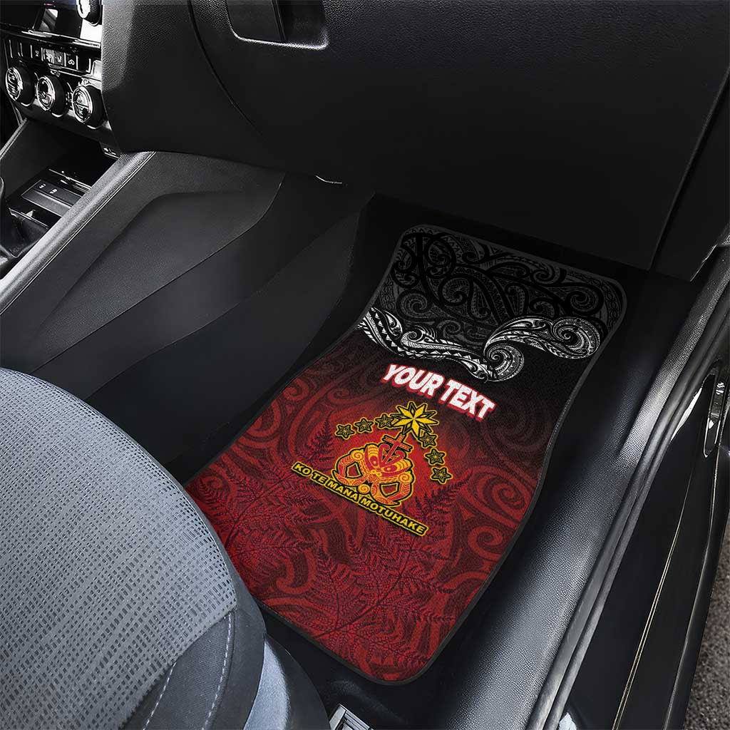 Personalised Maori King Movement Car Mats Ko Te Mana Motuhake Emblem with Silver Ferns and Polynesian Art Tattoo LT03 - Polynesian Pride