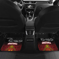 Personalised Maori King Movement Car Mats Ko Te Mana Motuhake Emblem with Silver Ferns and Polynesian Art Tattoo LT03 Set 2pcs - Back Red - Polynesian Pride