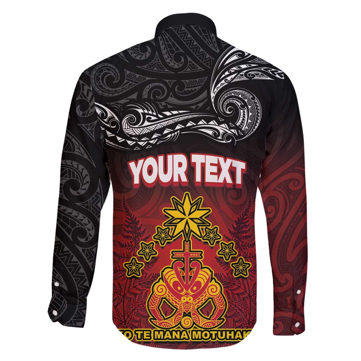 Personalised Maori King Movement Family Matching Off The Shoulder Long Sleeve Dress and Hawaiian Shirt Ko Te Mana Motuhake Emblem with Silver Ferns and Polynesian Art Tattoo LT03 - Polynesian Pride