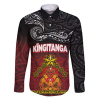 Personalised Maori King Movement Family Matching Short Sleeve Bodycon Dress and Hawaiian Shirt Ko Te Mana Motuhake Emblem with Silver Ferns and Polynesian Art Tattoo LT03 Dad's Shirt - Long Sleeve Red - Polynesian Pride