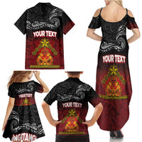 Personalised Maori King Movement Family Matching Summer Maxi Dress and Hawaiian Shirt Ko Te Mana Motuhake Emblem with Silver Ferns and Polynesian Art Tattoo LT03 - Polynesian Pride