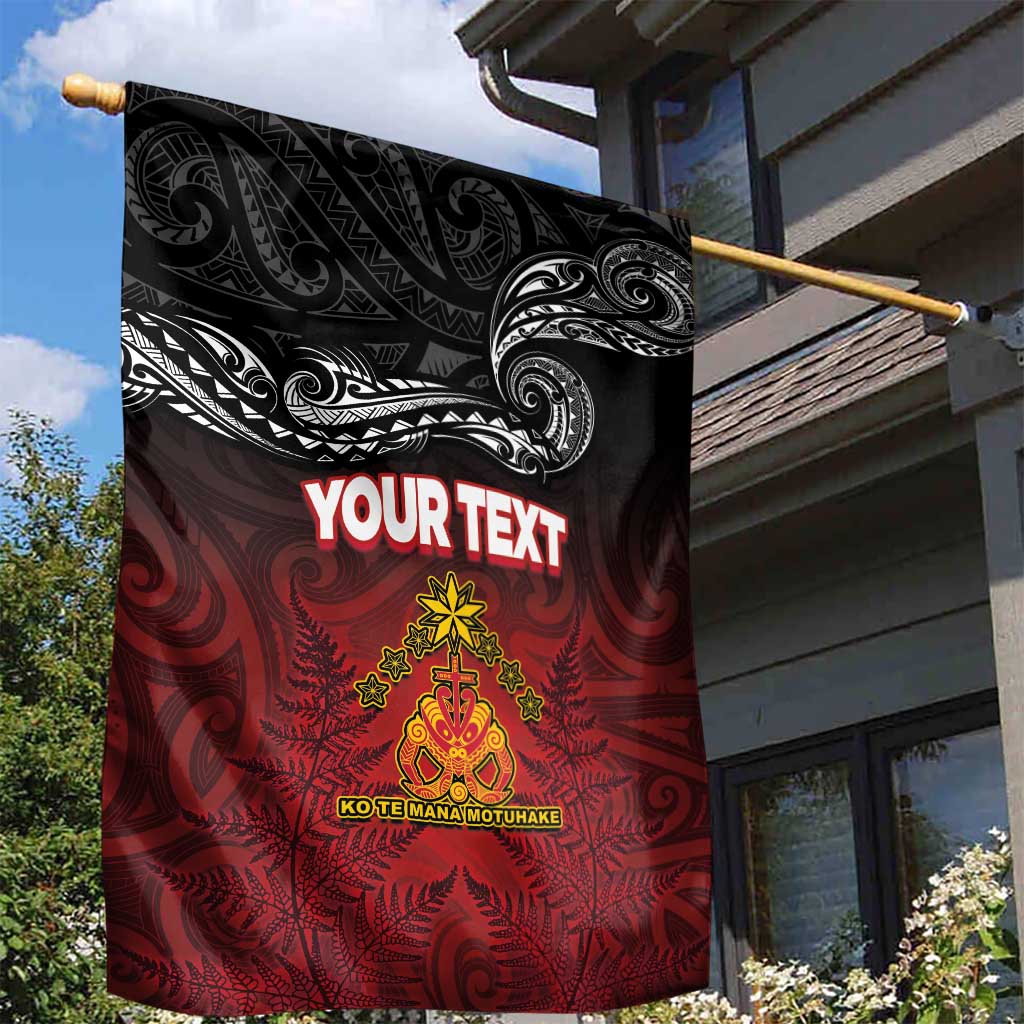 Personalised Maori King Movement Garden Flag Ko Te Mana Motuhake Emblem with Silver Ferns and Polynesian Art Tattoo LT03 - Polynesian Pride
