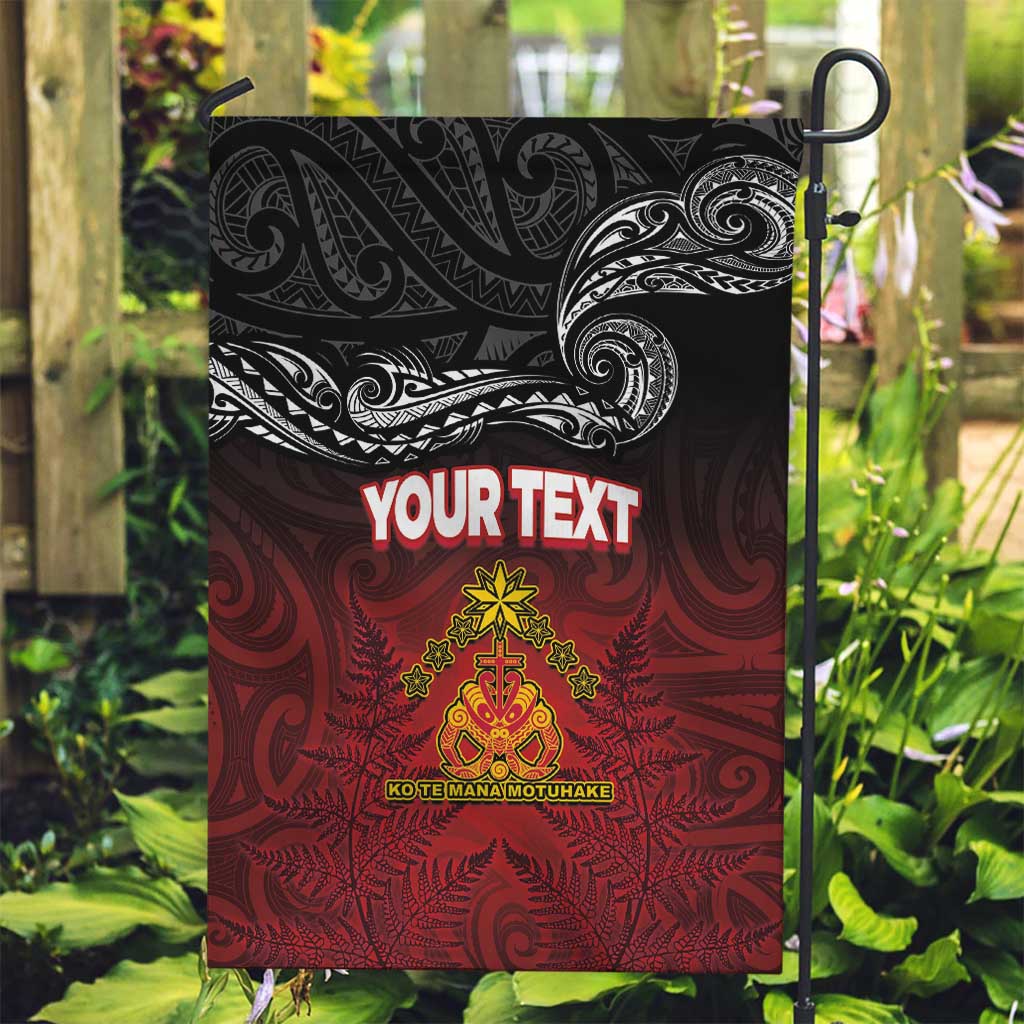 Personalised Maori King Movement Garden Flag Ko Te Mana Motuhake Emblem with Silver Ferns and Polynesian Art Tattoo LT03 Garden Flag Red - Polynesian Pride