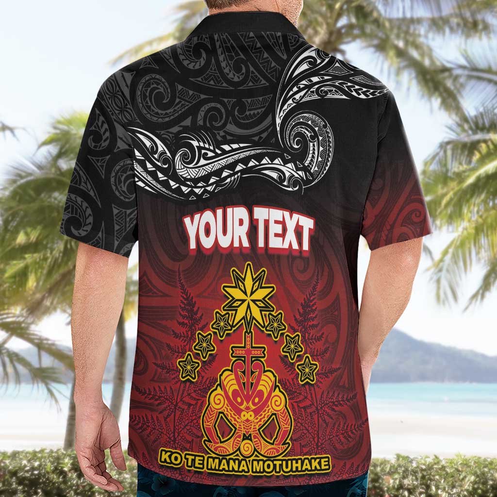 Personalised Maori King Movement Hawaiian Shirt Ko Te Mana Motuhake Emblem with Silver Ferns and Polynesian Art Tattoo LT03 - Polynesian Pride