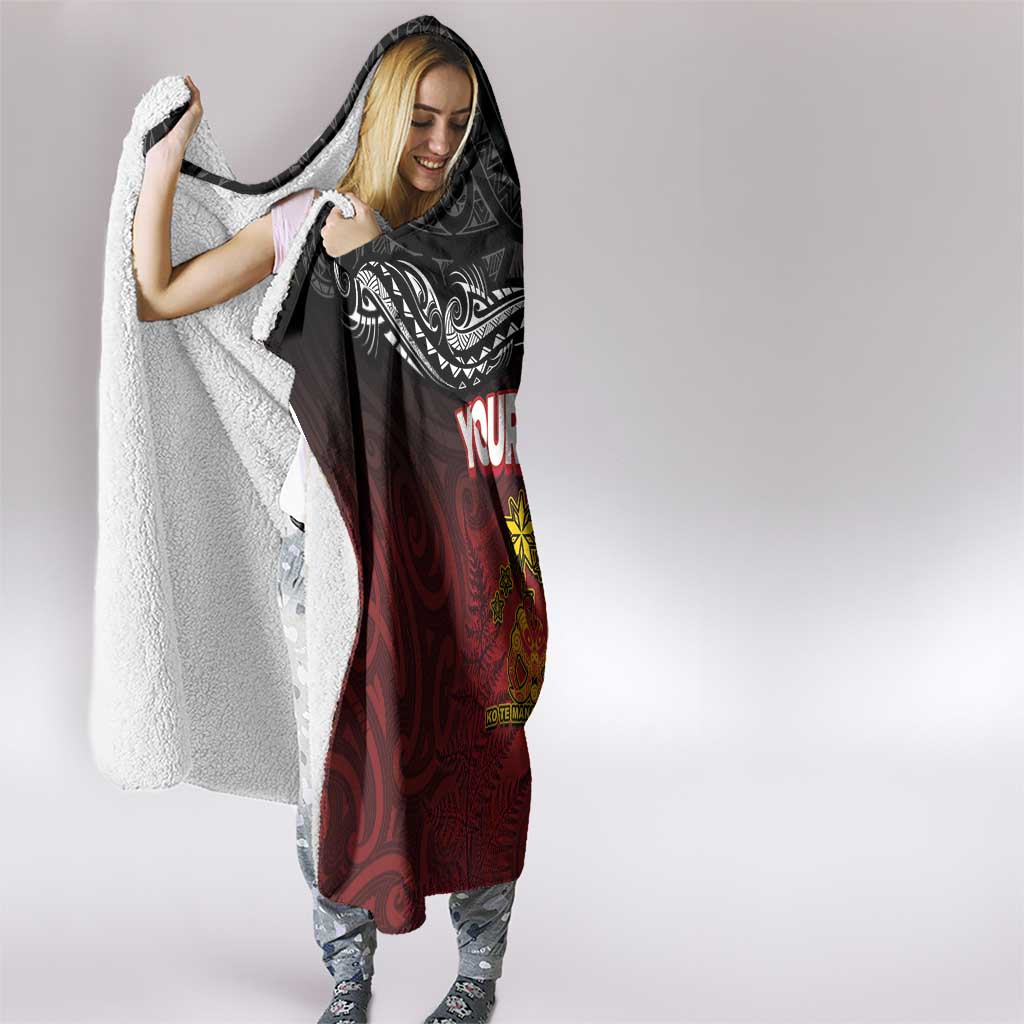Personalised Maori King Movement Hooded Blanket Ko Te Mana Motuhake Emblem with Silver Ferns and Polynesian Art Tattoo LT03 - Polynesian Pride