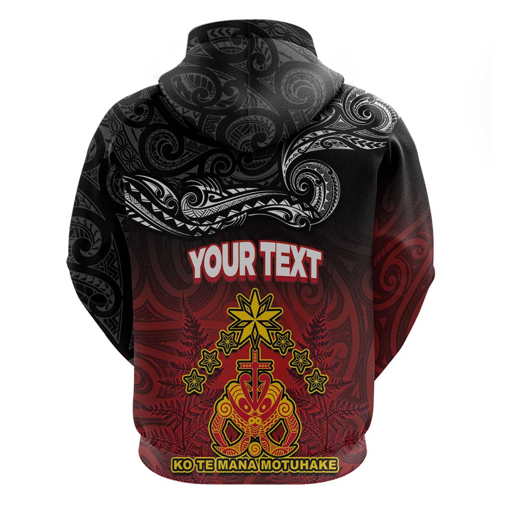 Personalised Maori King Movement Hoodie Ko Te Mana Motuhake Emblem with Silver Ferns and Polynesian Art Tattoo LT03 - Polynesian Pride