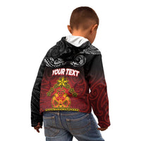 Personalised Maori King Movement Kid Hoodie Ko Te Mana Motuhake Emblem with Silver Ferns and Polynesian Art Tattoo LT03 - Polynesian Pride