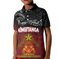 Personalised Maori King Movement Kid Polo Shirt Ko Te Mana Motuhake Emblem with Silver Ferns and Polynesian Art Tattoo LT03 Kid Red - Polynesian Pride