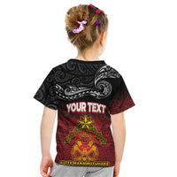 Personalised Maori King Movement Kid T Shirt Ko Te Mana Motuhake Emblem with Silver Ferns and Polynesian Art Tattoo LT03 - Polynesian Pride