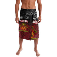 Personalised Maori King Movement Lavalava Ko Te Mana Motuhake Emblem with Silver Ferns and Polynesian Art Tattoo LT03 Red - Polynesian Pride
