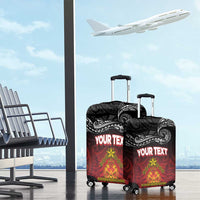 Personalised Maori King Movement Luggage Cover Ko Te Mana Motuhake Emblem with Silver Ferns and Polynesian Art Tattoo LT03 - Polynesian Pride