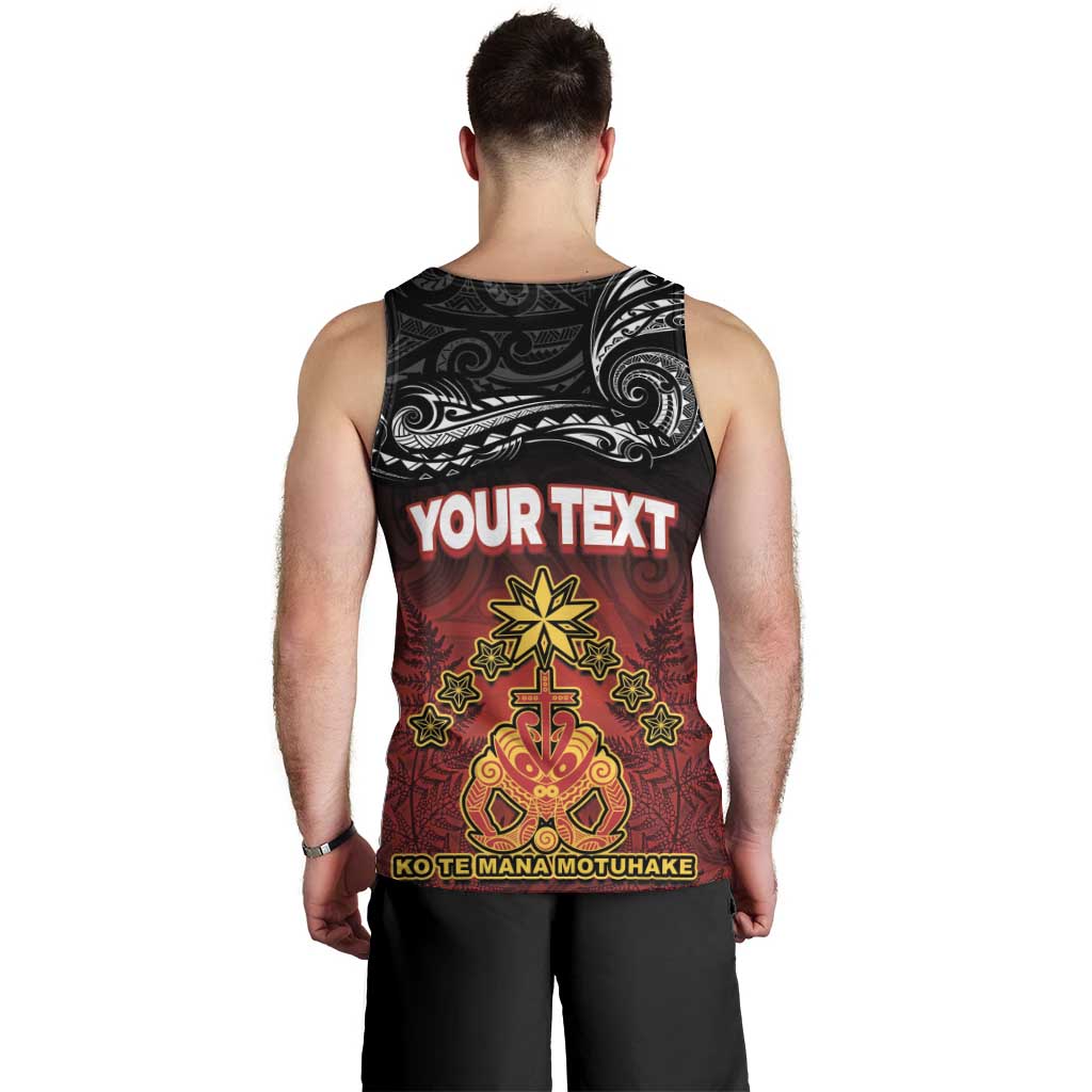 Personalised Maori King Movement Men Tank Top Ko Te Mana Motuhake Emblem with Silver Ferns and Polynesian Art Tattoo LT03 - Polynesian Pride