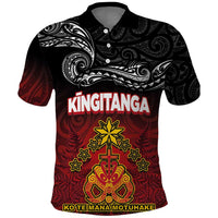 Personalised Maori King Movement Polo Shirt Ko Te Mana Motuhake Emblem with Silver Ferns and Polynesian Art Tattoo LT03 Red - Polynesian Pride