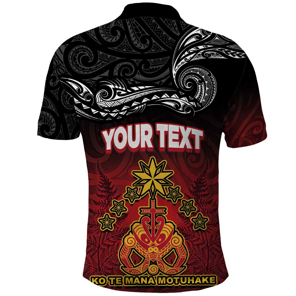 Personalised Maori King Movement Polo Shirt Ko Te Mana Motuhake Emblem with Silver Ferns and Polynesian Art Tattoo LT03 - Polynesian Pride