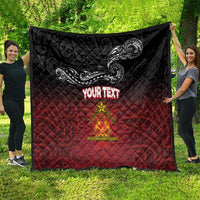 Personalised Maori King Movement Quilt Ko Te Mana Motuhake Emblem with Silver Ferns and Polynesian Art Tattoo LT03 - Polynesian Pride