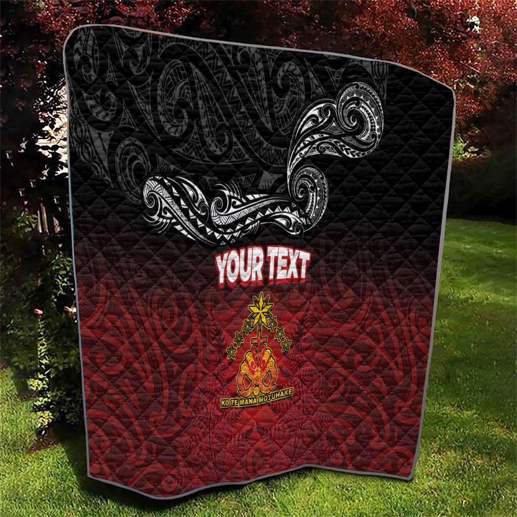 Personalised Maori King Movement Quilt Ko Te Mana Motuhake Emblem with Silver Ferns and Polynesian Art Tattoo LT03 - Polynesian Pride