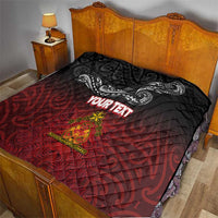 Personalised Maori King Movement Quilt Ko Te Mana Motuhake Emblem with Silver Ferns and Polynesian Art Tattoo LT03 - Polynesian Pride