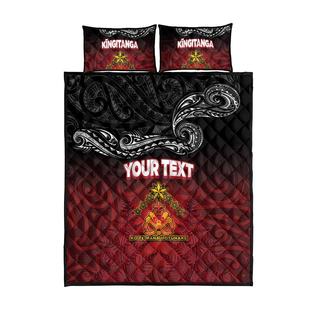 Personalised Maori King Movement Quilt Bed Set Ko Te Mana Motuhake Emblem with Silver Ferns and Polynesian Art Tattoo LT03 - Polynesian Pride