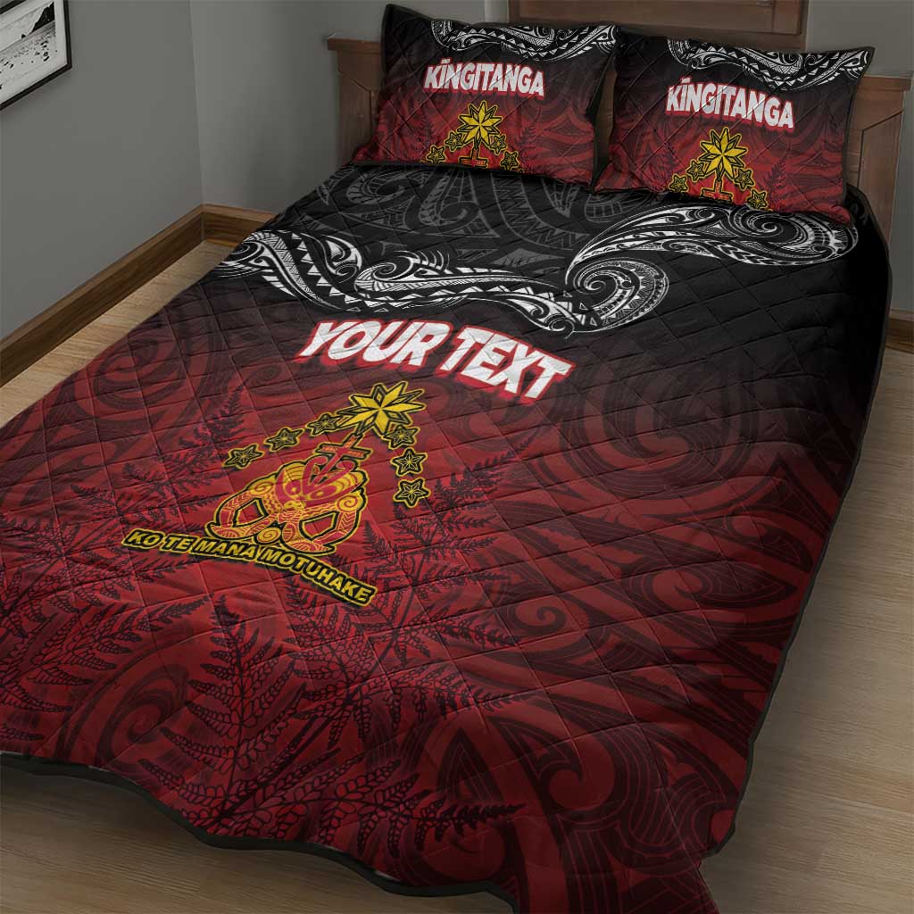 Personalised Maori King Movement Quilt Bed Set Ko Te Mana Motuhake Emblem with Silver Ferns and Polynesian Art Tattoo LT03 - Polynesian Pride