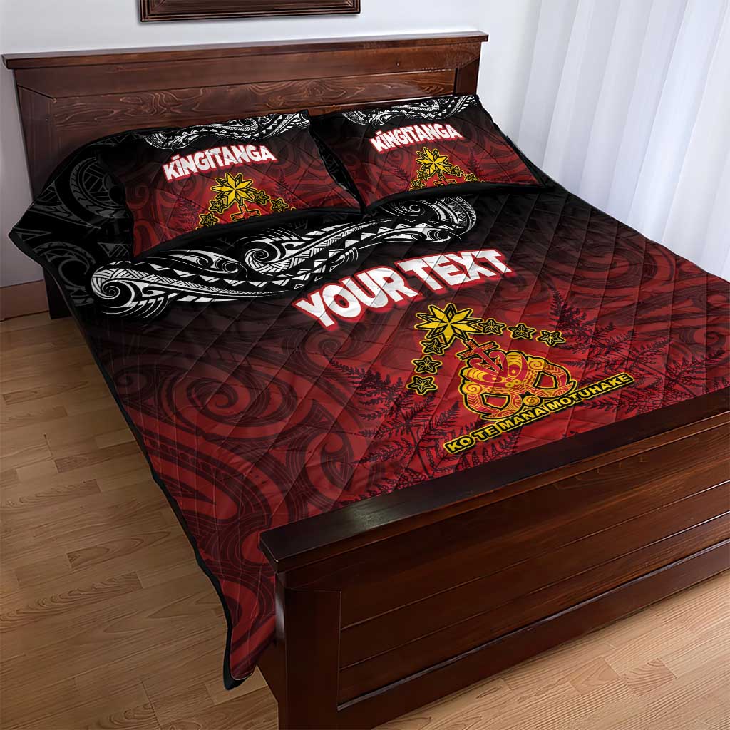 Personalised Maori King Movement Quilt Bed Set Ko Te Mana Motuhake Emblem with Silver Ferns and Polynesian Art Tattoo LT03 - Polynesian Pride