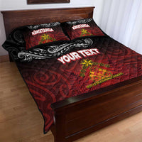 Personalised Maori King Movement Quilt Bed Set Ko Te Mana Motuhake Emblem with Silver Ferns and Polynesian Art Tattoo LT03 - Polynesian Pride