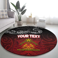 Personalised Maori King Movement Round Carpet Ko Te Mana Motuhake Emblem with Silver Ferns and Polynesian Art Tattoo LT03 - Polynesian Pride