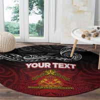 Personalised Maori King Movement Round Carpet Ko Te Mana Motuhake Emblem with Silver Ferns and Polynesian Art Tattoo LT03 - Polynesian Pride
