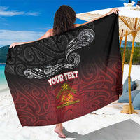 Personalised Maori King Movement Sarong Ko Te Mana Motuhake Emblem with Silver Ferns and Polynesian Art Tattoo LT03 One Size 44 x 66 inches Red - Polynesian Pride