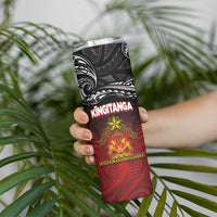 Personalised Maori King Movement Skinny Tumbler Ko Te Mana Motuhake Emblem with Silver Ferns and Polynesian Art Tattoo LT03 - Polynesian Pride