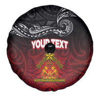 Personalised Maori King Movement Spare Tire Cover Ko Te Mana Motuhake Emblem with Silver Ferns and Polynesian Art Tattoo LT03 - Polynesian Pride