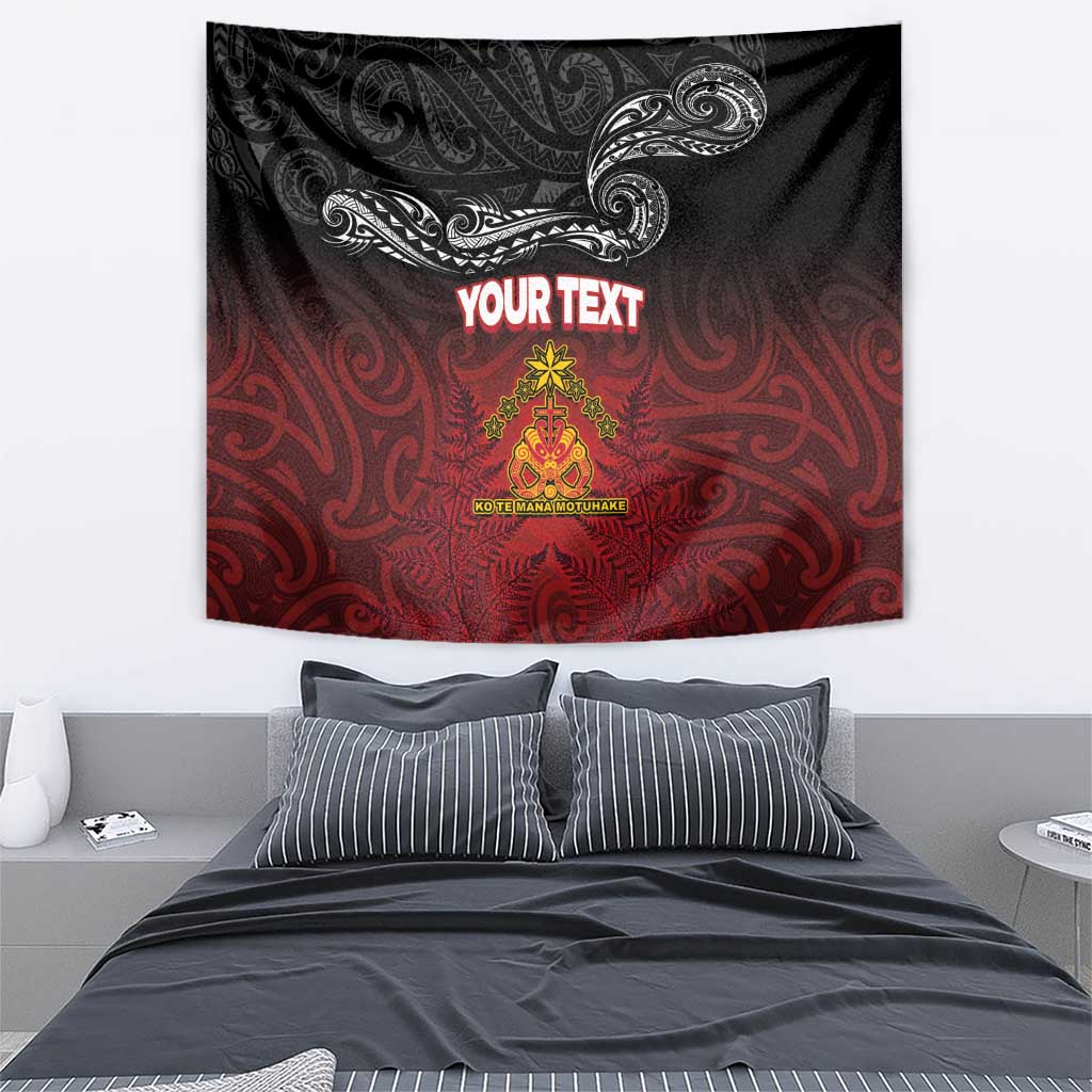 Personalised Maori King Movement Tapestry Ko Te Mana Motuhake Emblem with Silver Ferns and Polynesian Art Tattoo LT03 - Polynesian Pride