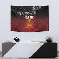 Personalised Maori King Movement Tapestry Ko Te Mana Motuhake Emblem with Silver Ferns and Polynesian Art Tattoo LT03 - Polynesian Pride