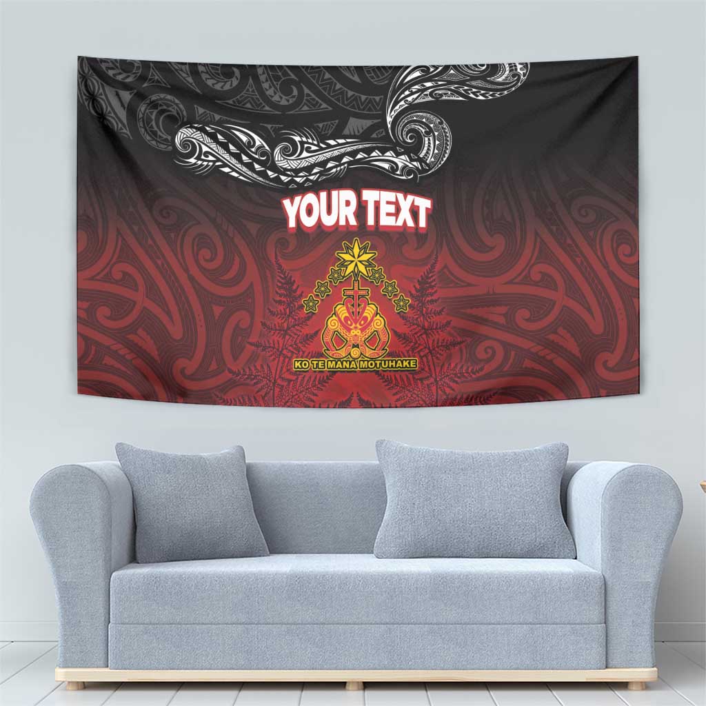 Personalised Maori King Movement Tapestry Ko Te Mana Motuhake Emblem with Silver Ferns and Polynesian Art Tattoo LT03 - Polynesian Pride