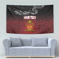 Personalised Maori King Movement Tapestry Ko Te Mana Motuhake Emblem with Silver Ferns and Polynesian Art Tattoo LT03 - Polynesian Pride