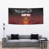Personalised Maori King Movement Tapestry Ko Te Mana Motuhake Emblem with Silver Ferns and Polynesian Art Tattoo LT03 - Polynesian Pride