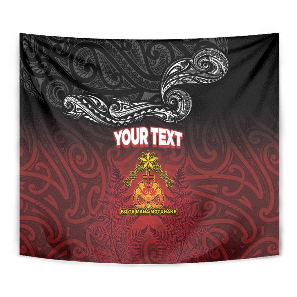 Personalised Maori King Movement Tapestry Ko Te Mana Motuhake Emblem with Silver Ferns and Polynesian Art Tattoo LT03 - Polynesian Pride