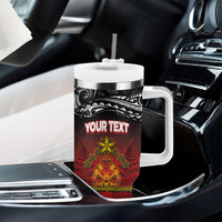 Personalised Maori King Movement Tumbler With Handle Ko Te Mana Motuhake Emblem with Silver Ferns and Polynesian Art Tattoo LT03 - Polynesian Pride