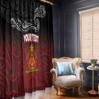 Personalised Maori King Movement Window Curtain Ko Te Mana Motuhake Emblem with Silver Ferns and Polynesian Art Tattoo LT03 - Polynesian Pride