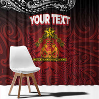 Personalised Maori King Movement Window Curtain Ko Te Mana Motuhake Emblem with Silver Ferns and Polynesian Art Tattoo LT03 - Polynesian Pride