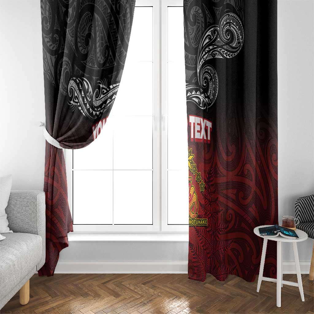 Personalised Maori King Movement Window Curtain Ko Te Mana Motuhake Emblem with Silver Ferns and Polynesian Art Tattoo LT03 - Polynesian Pride