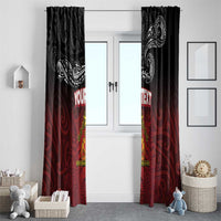 Personalised Maori King Movement Window Curtain Ko Te Mana Motuhake Emblem with Silver Ferns and Polynesian Art Tattoo LT03 - Polynesian Pride