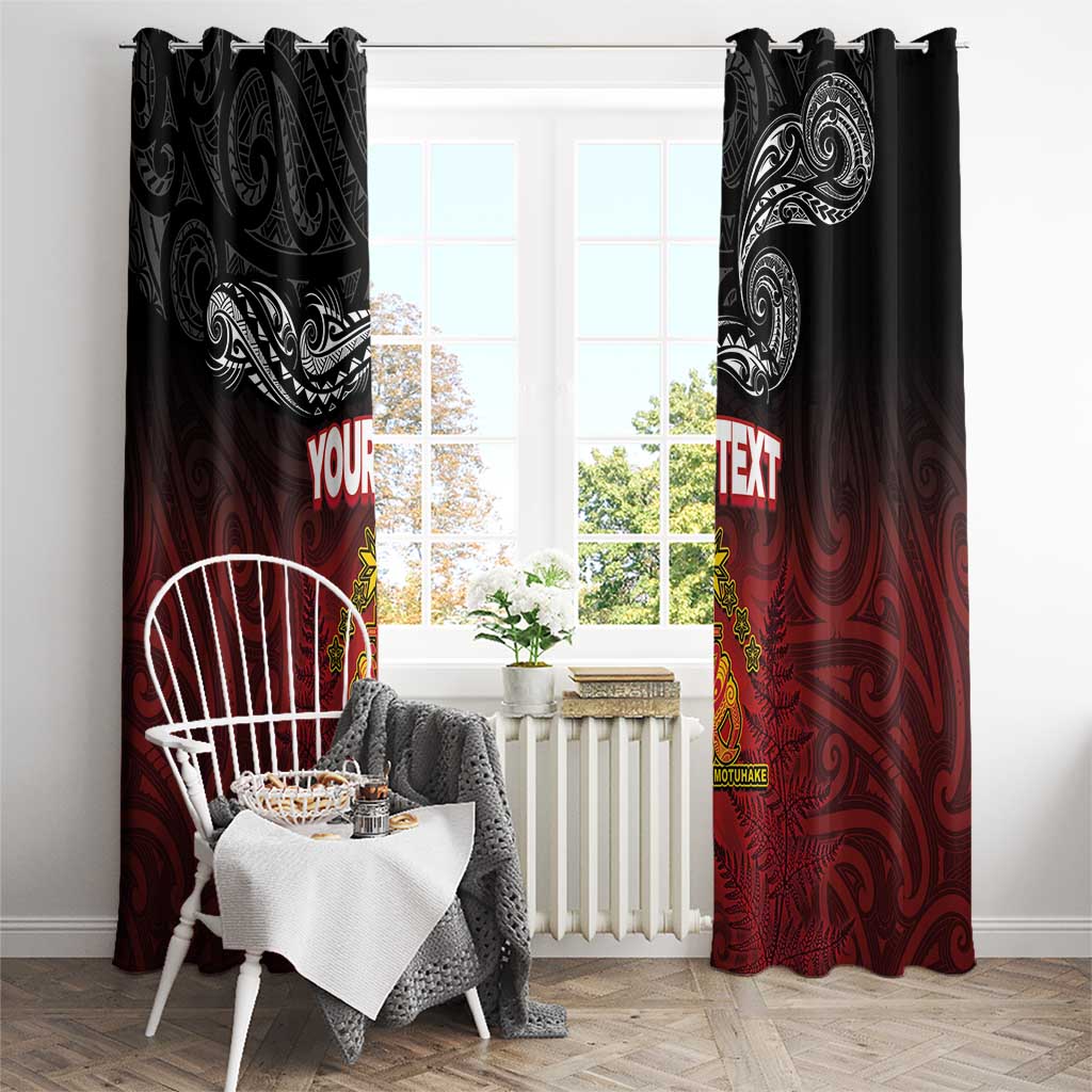 Personalised Maori King Movement Window Curtain Ko Te Mana Motuhake Emblem with Silver Ferns and Polynesian Art Tattoo LT03 - Polynesian Pride