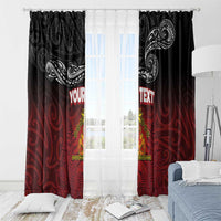 Personalised Maori King Movement Window Curtain Ko Te Mana Motuhake Emblem with Silver Ferns and Polynesian Art Tattoo LT03 - Polynesian Pride