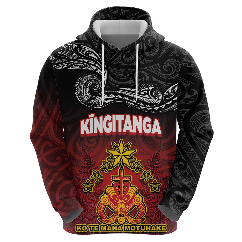 Personalised Maori King Movement Zip Hoodie Ko Te Mana Motuhake Emblem with Silver Ferns and Polynesian Art Tattoo LT03 - Polynesian Pride